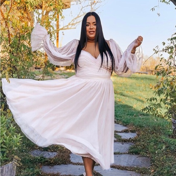 Eloquii Size 16 Tier Puff Sleeve Dress - Picture 4 of 6